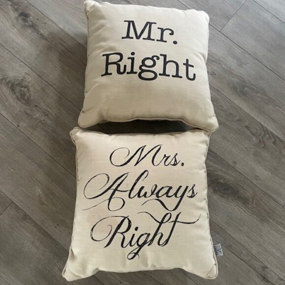 Mr and Mrs throw pillows 15X15 - Picture 1 of 3
